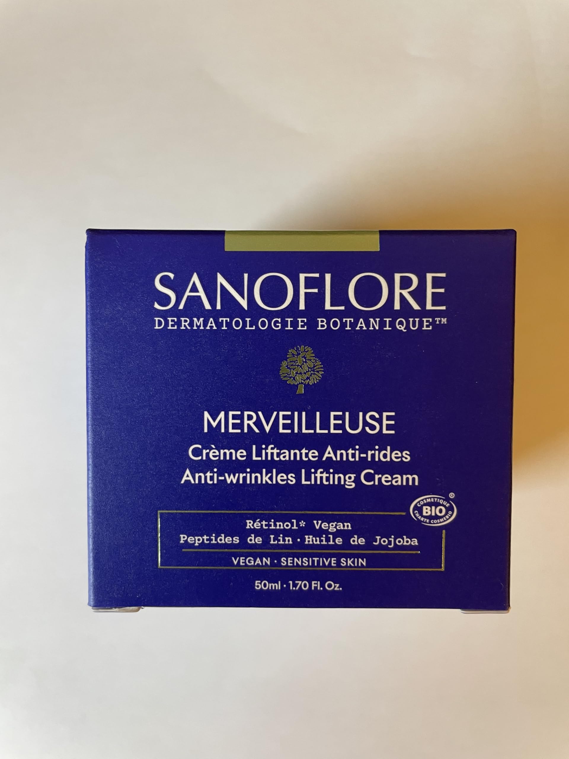 Sanoflore Merveilleuse Crème Liftante Anti-rides, Soin de Jour Anti-âge Certifié Bio, avec Rétinol Vegan et Peptides de Lin