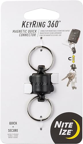Nite Ize Llavero de policarbonato 360 conector rápido magnético, anillos partidos de bloqueo magnético para llaves