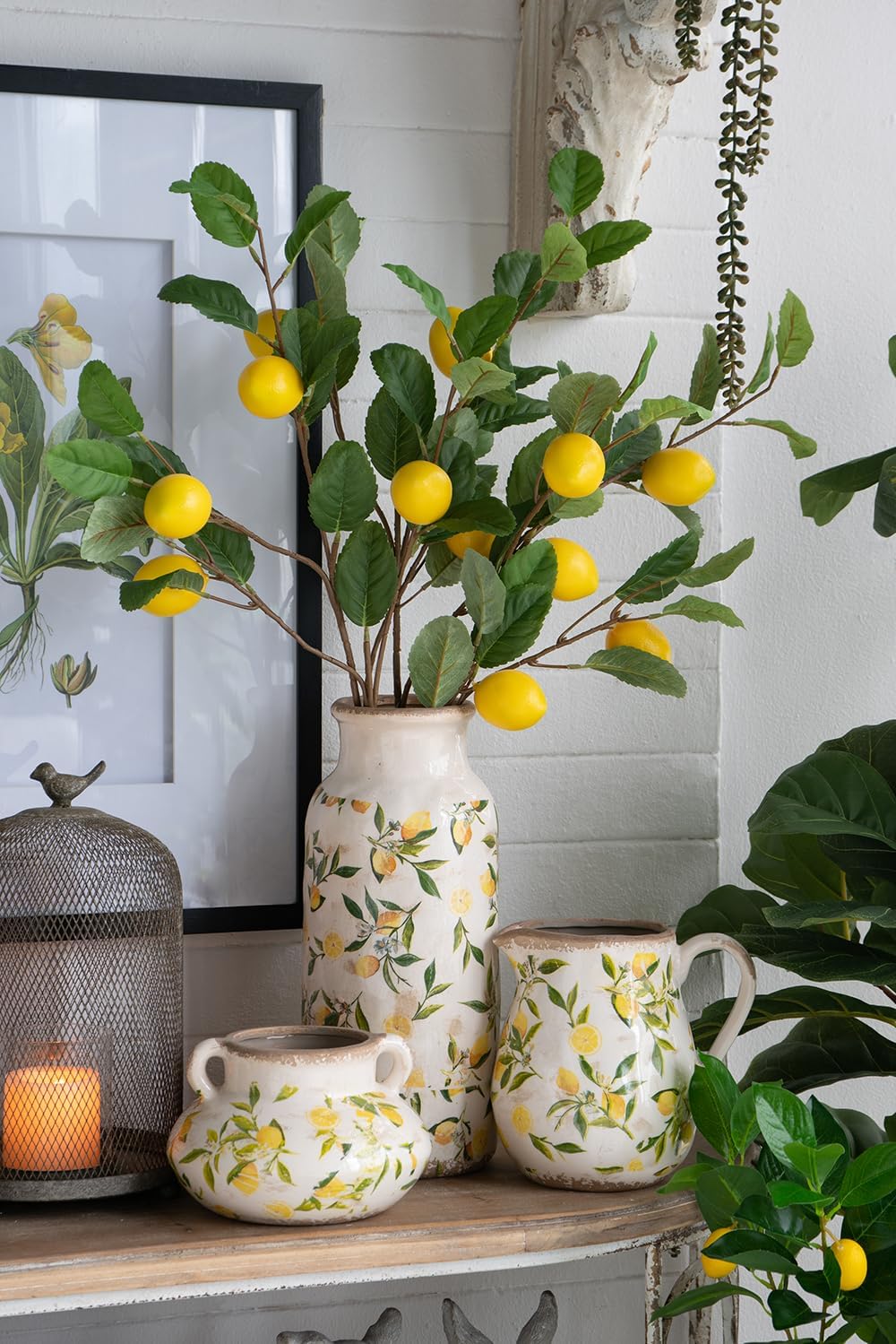 A&B Home Weathered Lemon Planter - Decorative Round Ceramic Pots with Lemon Motif, Rustic Home and Garden Planter, Living Room Coffee Table Garden Patio Accent Piece, 8.1" x 8.1" x 5.2"