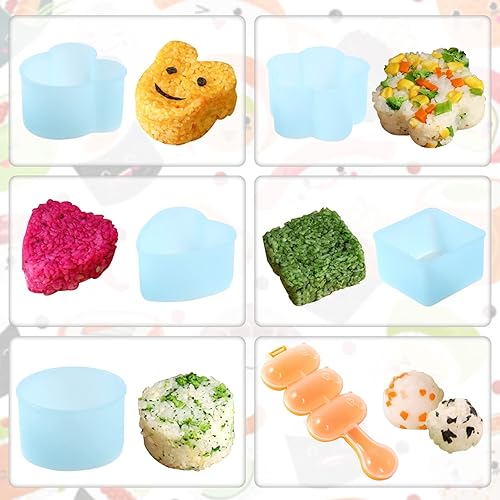Miniatura 4 de Onigiri - Kit de moldes para hacer sushi musubi con paleta de arroz, cepillo para cocina, sin BPA, duradero, polipropileno, pequeño, redondo, para