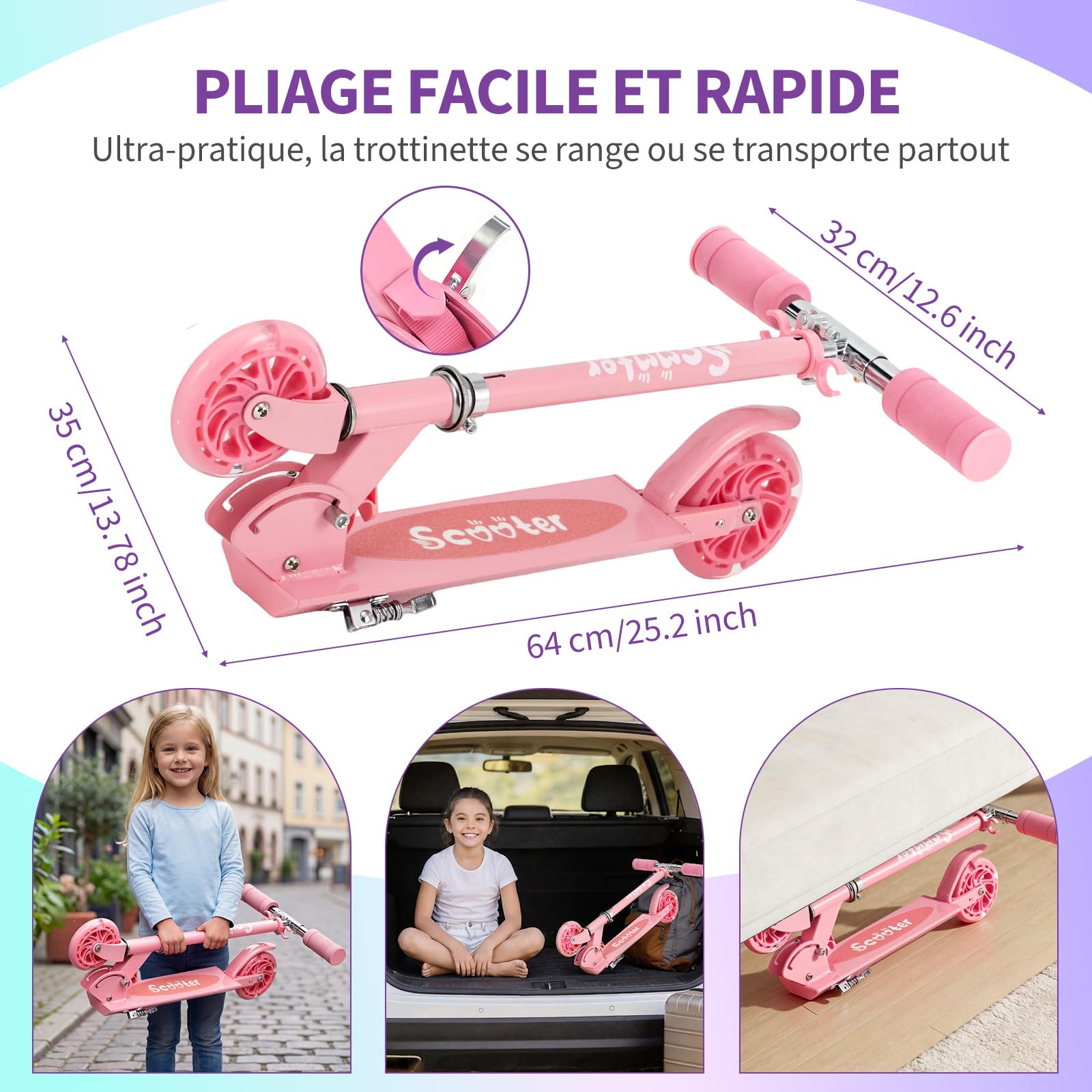Trottinette Enfant 2 Roues PIMPIMSKY - Hauteur Réglable - Freinage