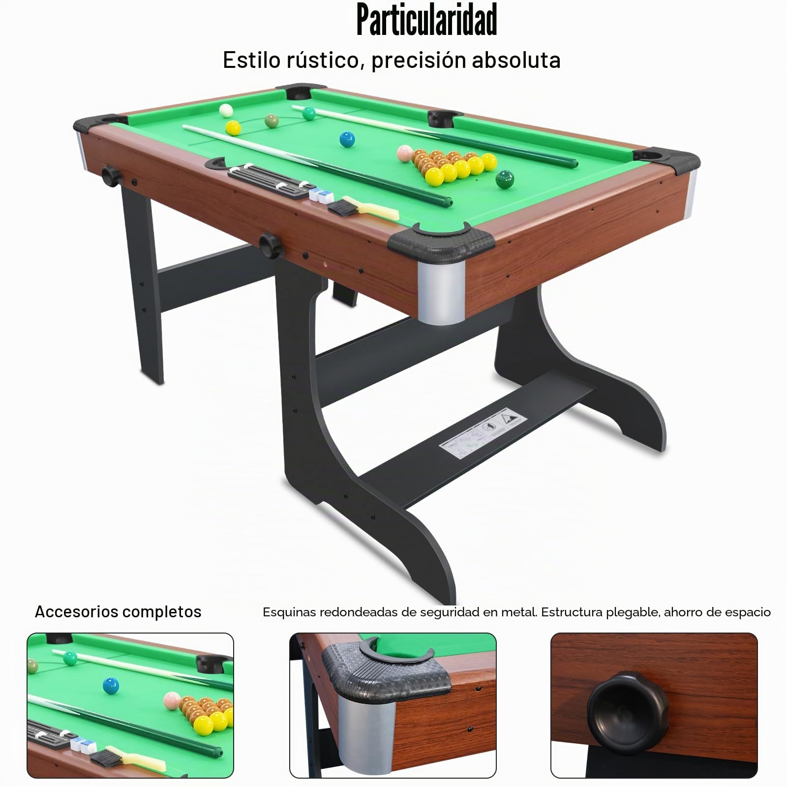 HLC Mesa de billar plegable con accesorios completos, 154 x 77,5 x 81 cm, tres colores, para su familia y sus hijos. verde