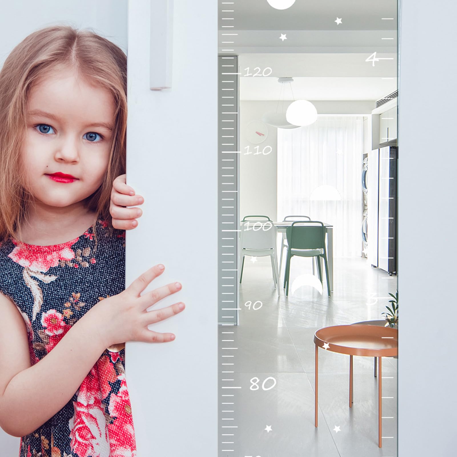Groeimeterspiegel voor kinderen, spiegels acryl hoogtemeetliniaal