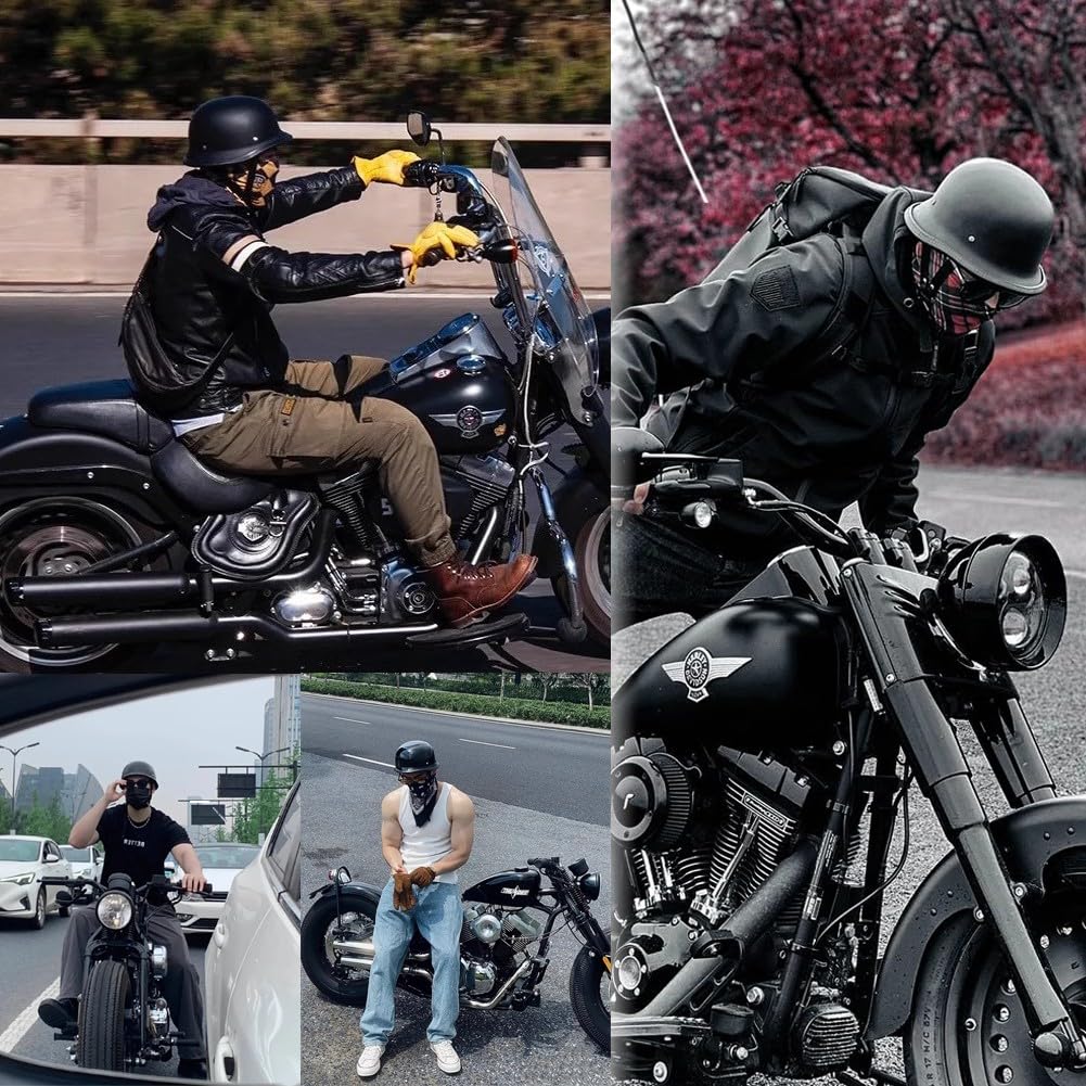 Vintage Motorradhelm Halbhelme mit ECE, Halbschalenhelm für Herren und Damen, Jethelm Retro, Chopper Helm, Scooter-Helm, Fahrradhelm, mit Schnellverschlussschnallen 55~62cm