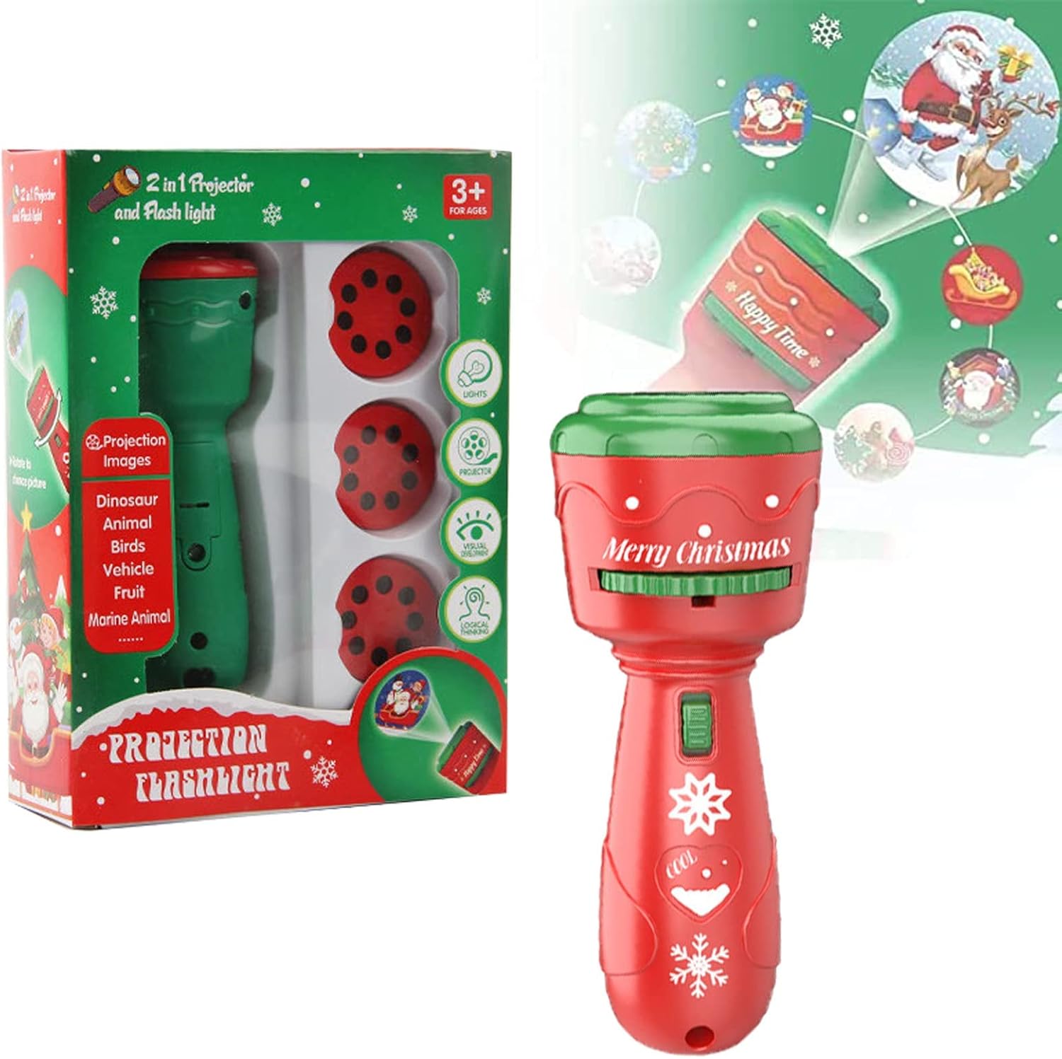 FloraKoh Christmas Slide Projector Torch Projection Light