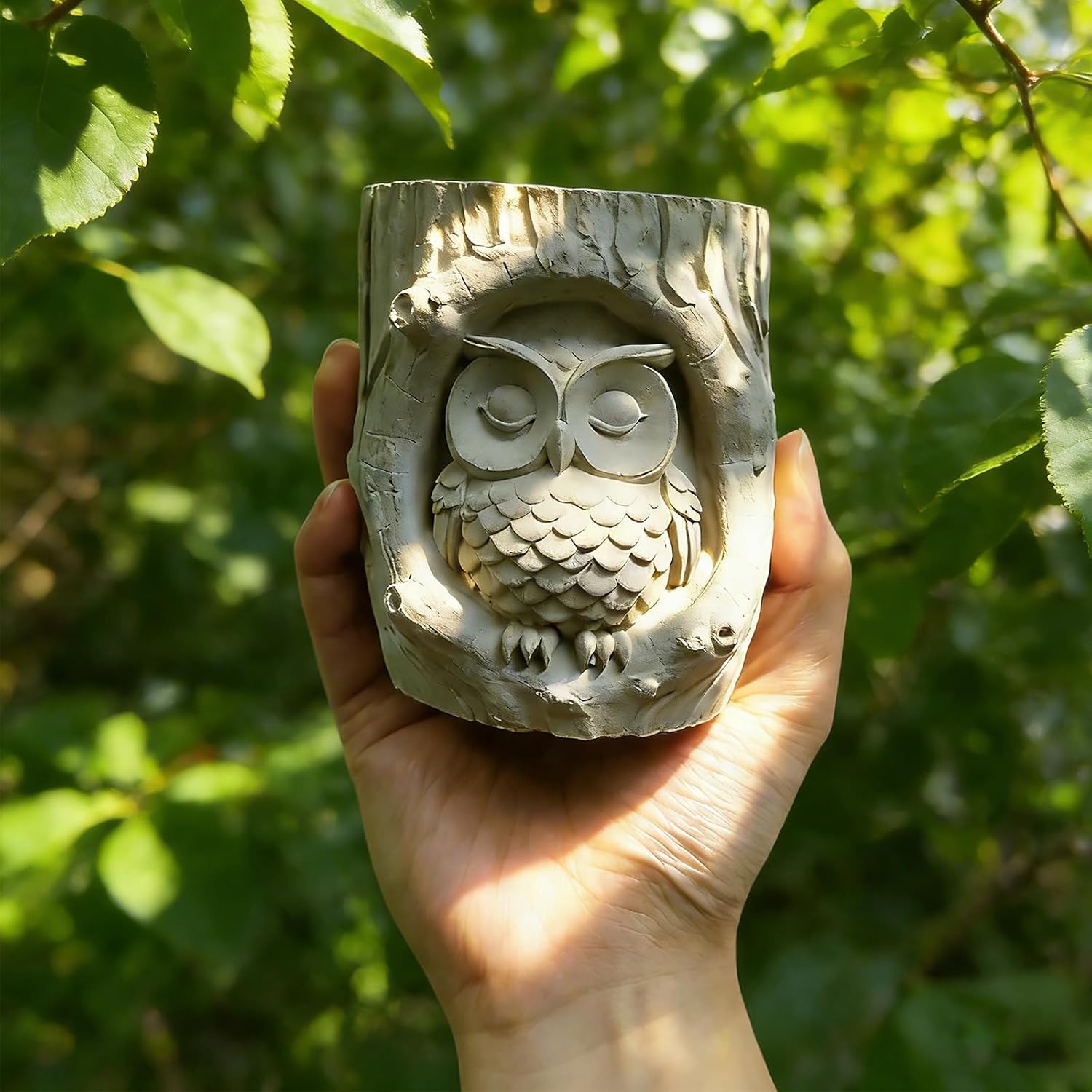 Wehous Candle Holder Silicone Mold, Owl with Wood Shape Container Resin Molds, Unique Storage Jar Succulent Planter Pot Jewelry Trinket Makeup Holder Epoxy Resin Concrete Cement Mold DIY Home Decor image 4
