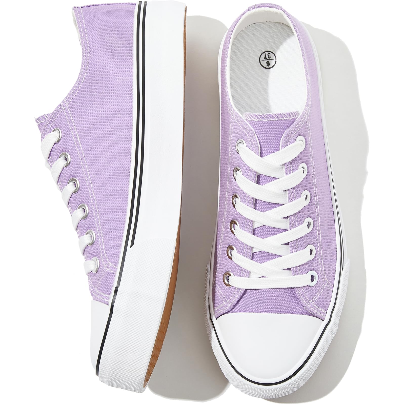 Womens White Canvas Sneakers Black Tennis Shoes
