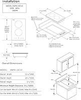 Vista 6 de Empava Placa de inducción eléctrica de 12 pulgadas, superficie lisa con 2 quemadores de 120 V, 12 pulgadas, color negro