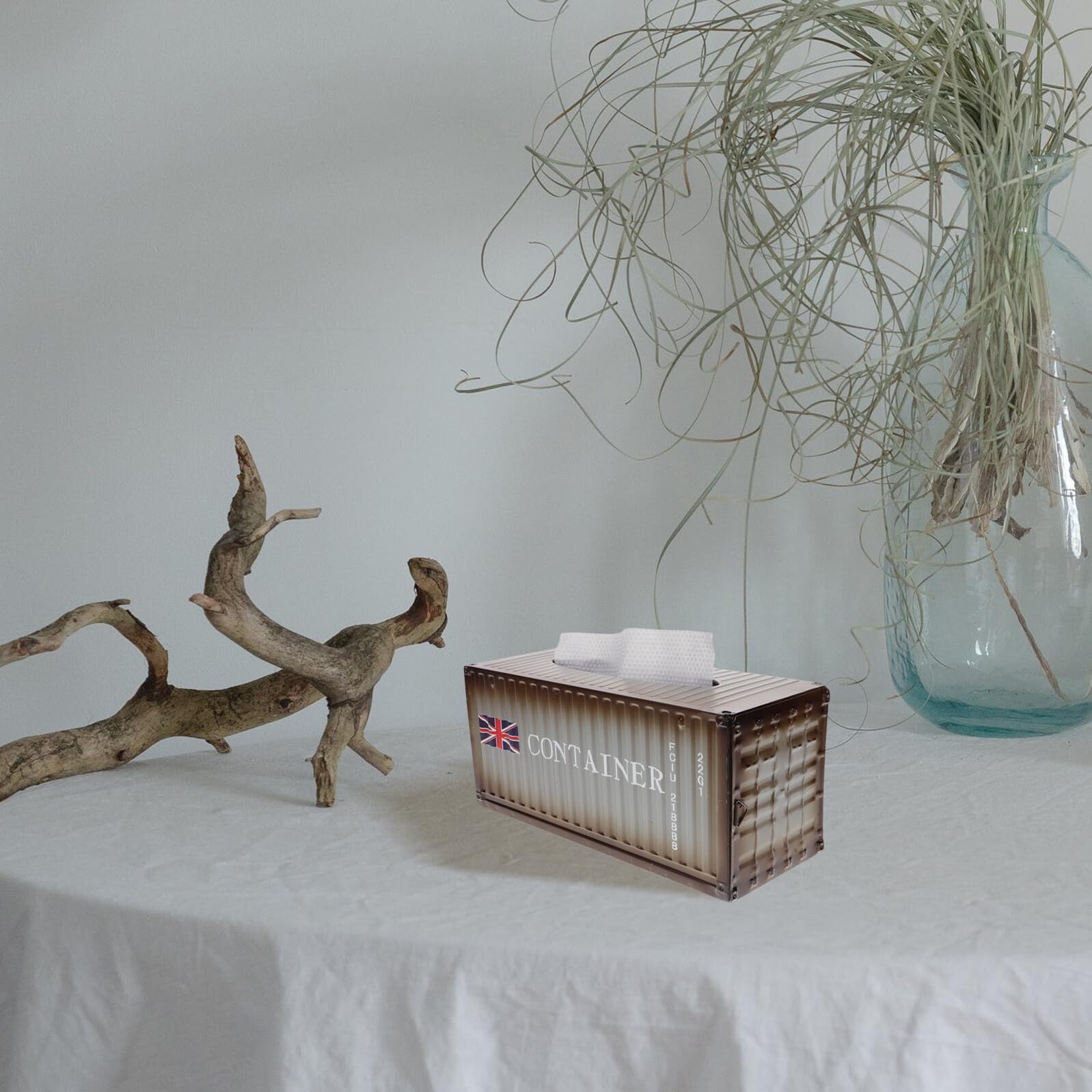 Homoyoyo Caja Decorativa de Hierro para Pañuelos Diseño Industrial, Fácil de Limpiar y Multifuncional para Decoración de Escritorio o Comedor