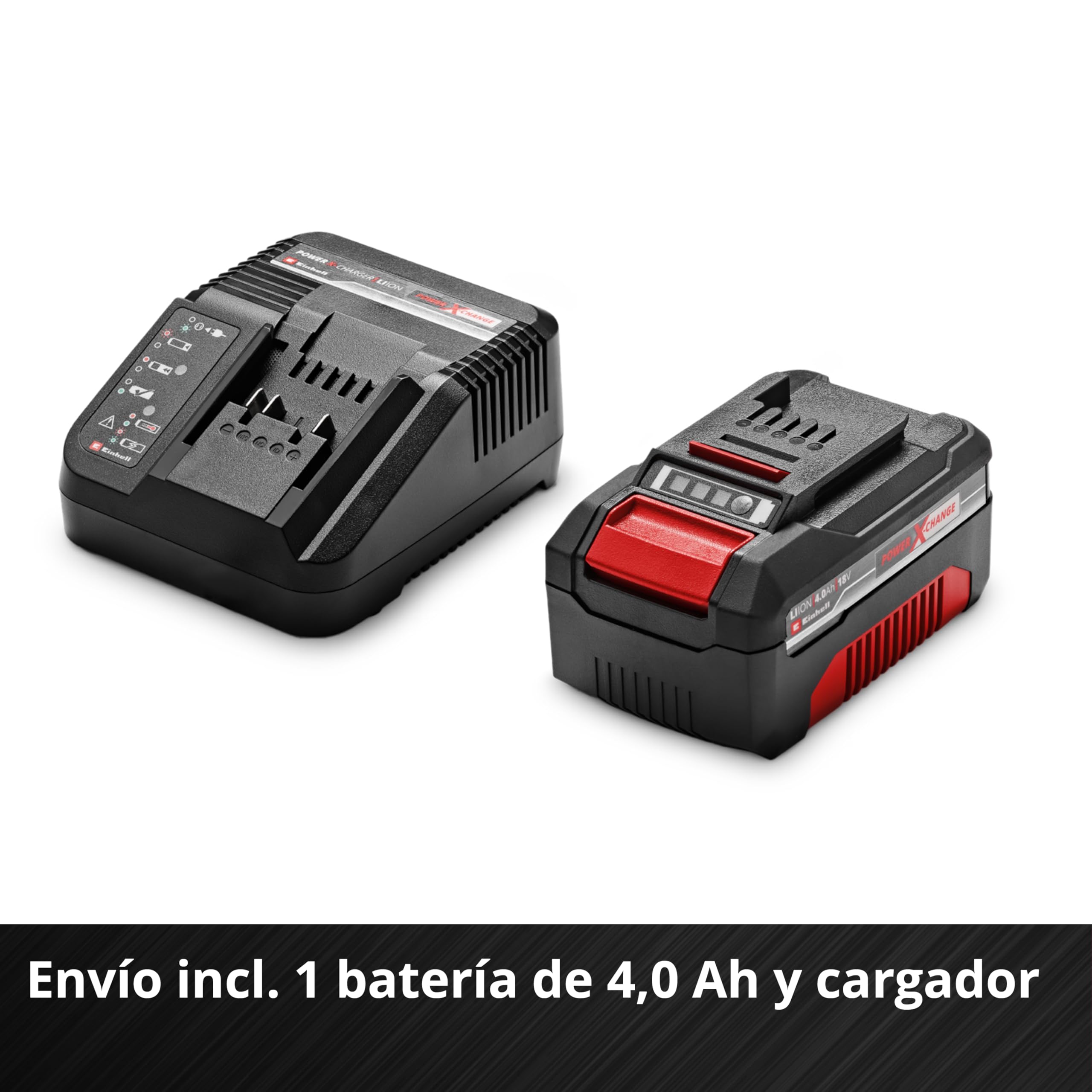 Einhell Amoladora angular con batería TC-AG 18/115 Li Power X-Change (18 V, 115 mm de diámetro de disco, 28 mm de profundidad de corte, arranque suave, incl. 1 batería de 4,0 Ah y cargador)