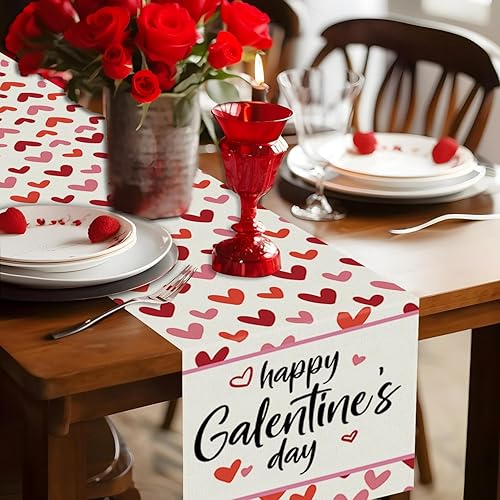 Miniatura 10 de GPGHE Camino de mesa para el día de San Valentín, diseño de corazón de amor, decoración de San Valentín, aniversario, boda, fiesta, cocina, comedor,