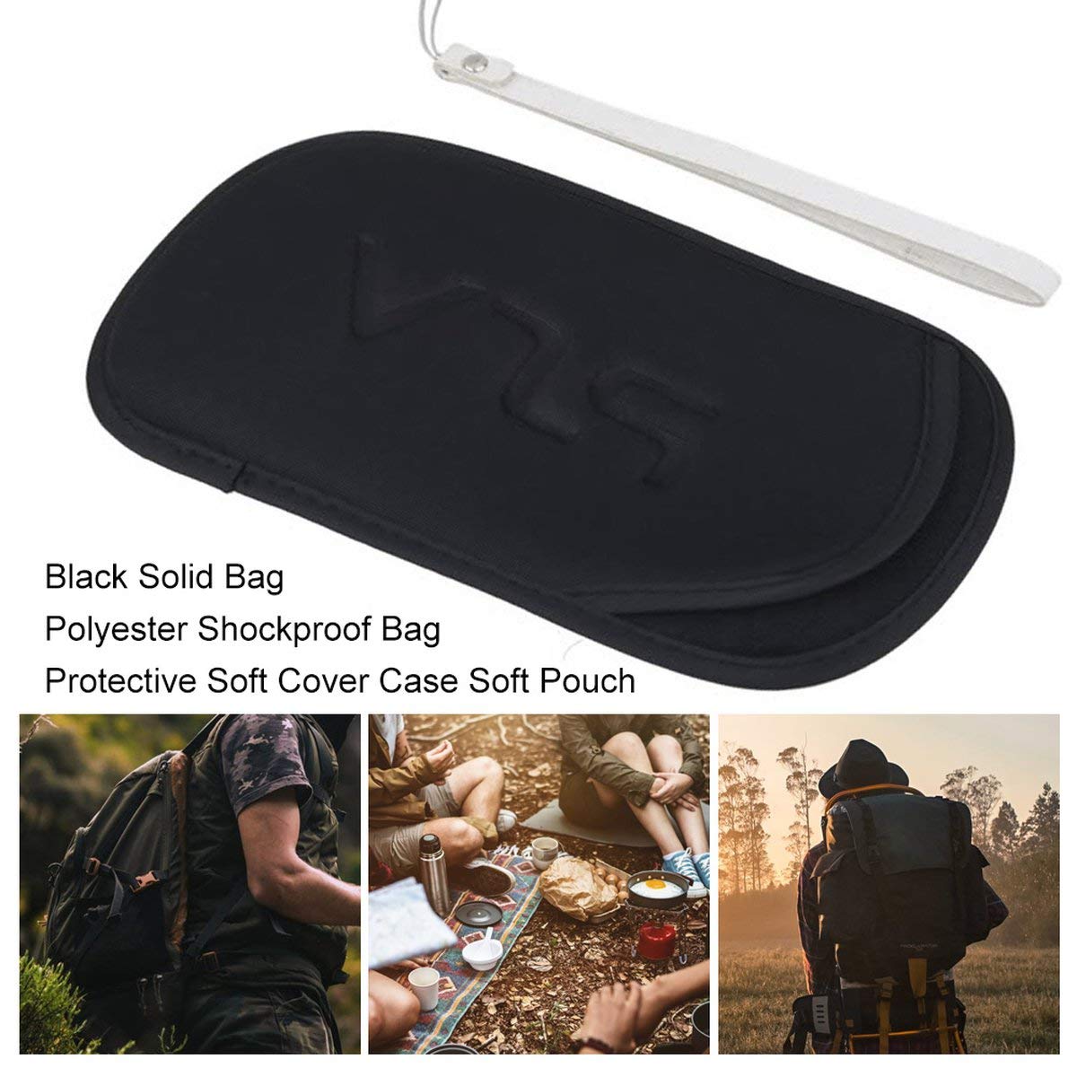 Greatangle Unisex Black Solid Polyester Shockproof Soft Protective Case with Button Lock for PS Vita PSV Black