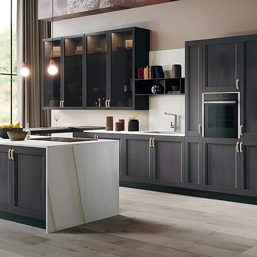 Miniatura 5 de OYX Paquete de 24 tiradores dorados de gabinete de 3-34 pulgadas y 30 pomos dorados de aleación de zinc del mismo color