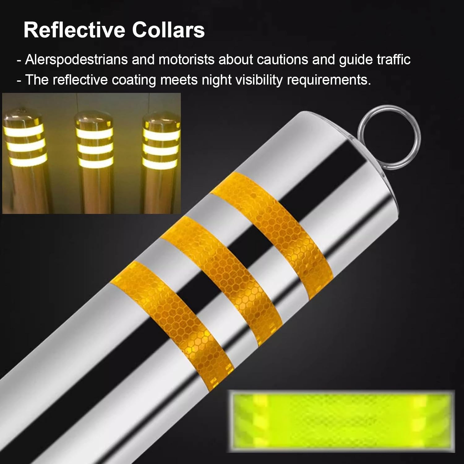 Heavy Duty Traffic Warning Barrier Delineator, Stainless Steel Post Cones for Outdoor/Sidewalk/Parking Lot/Street, Driveway Divider Stanchion Warning Pile