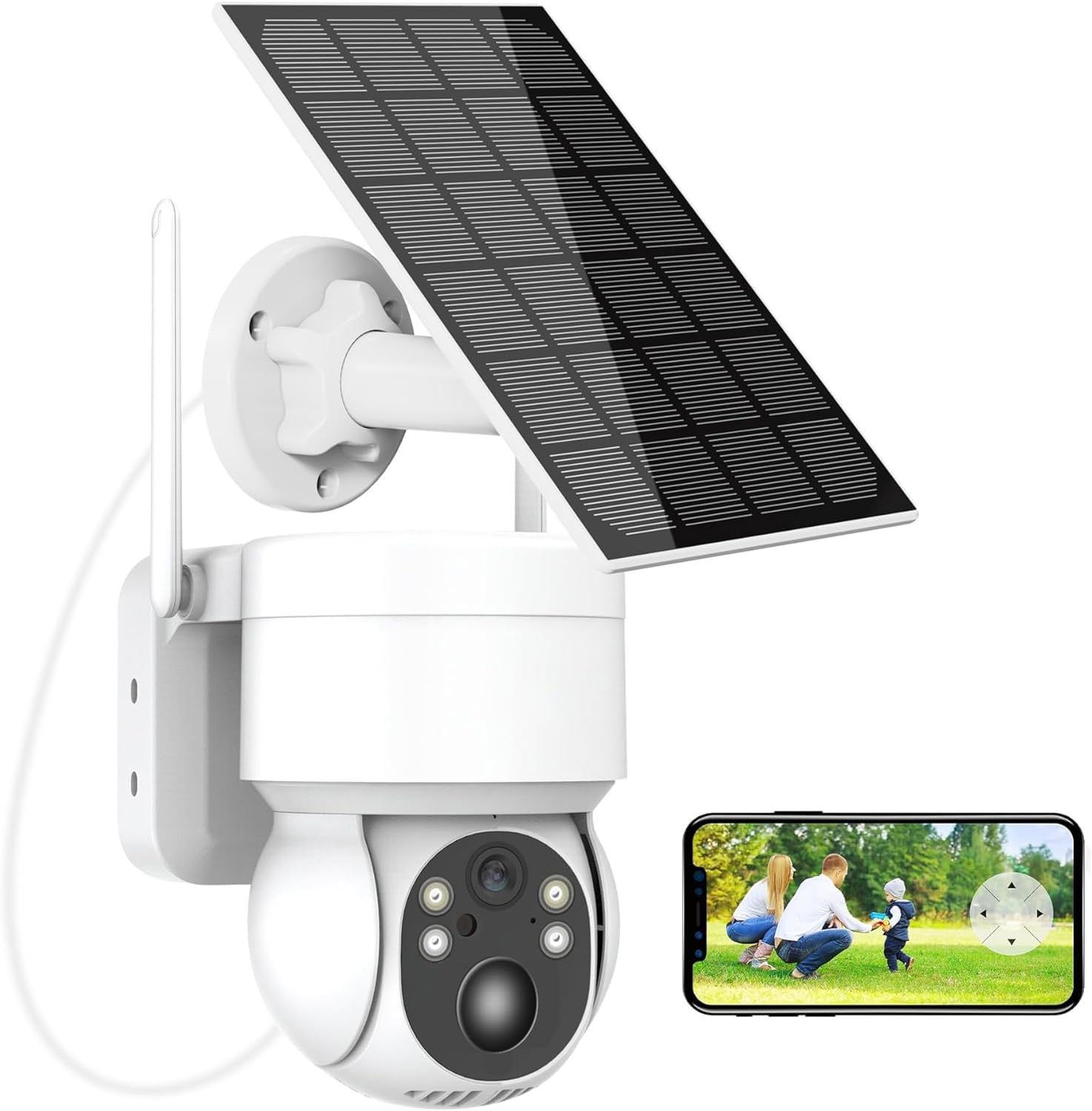 SYOSISolar Security Cameras, Wireless Outdoor Ultra HD 2K 4MP Human AI Detection Dual 360° View Camera Outside 2.4 GHz WiFi Home Security with Spotlight Color Night Vision, with 3.7W Solar Panel