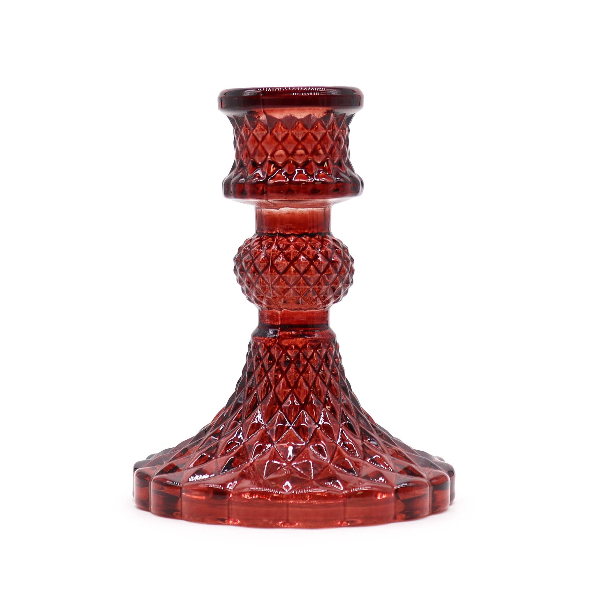 Glass Candle Holders - Versatile & Elegant Candle Holders for Tealights, Dinner Candles & Pillars | Home Decor, Weddings & Events (Vampire Red)