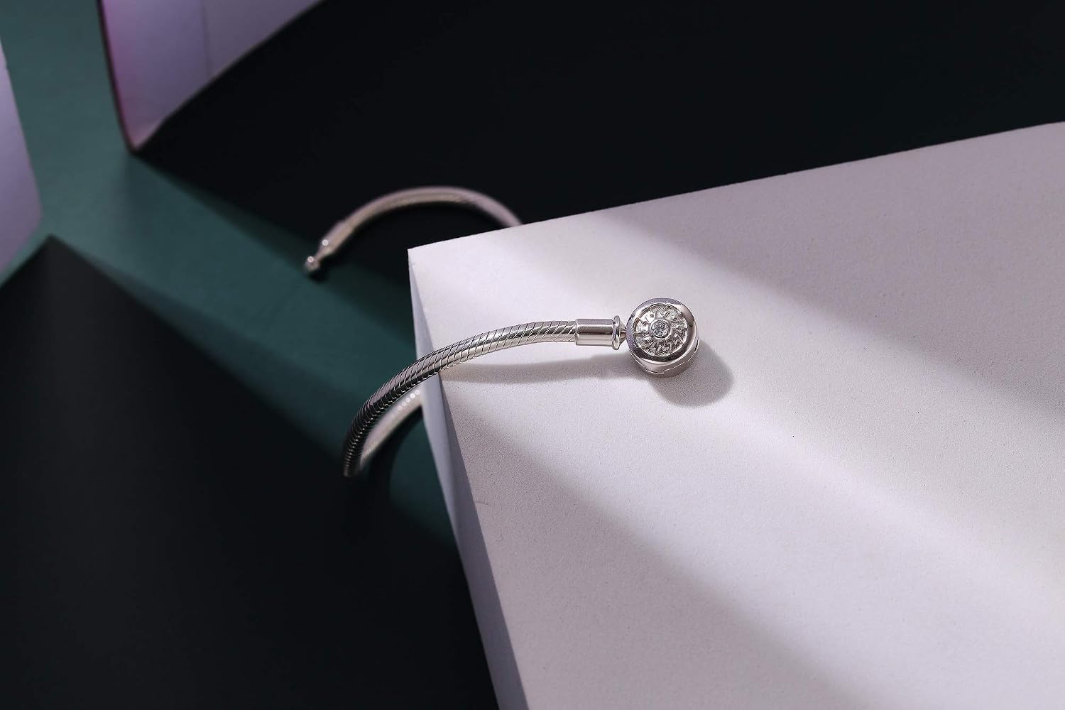 SOUKISS Genuine 925 Sterling Silver Clasp Charm Bracelet with 2 Rubber Spacer Charm for European Bead Charms,Xmas Gifts