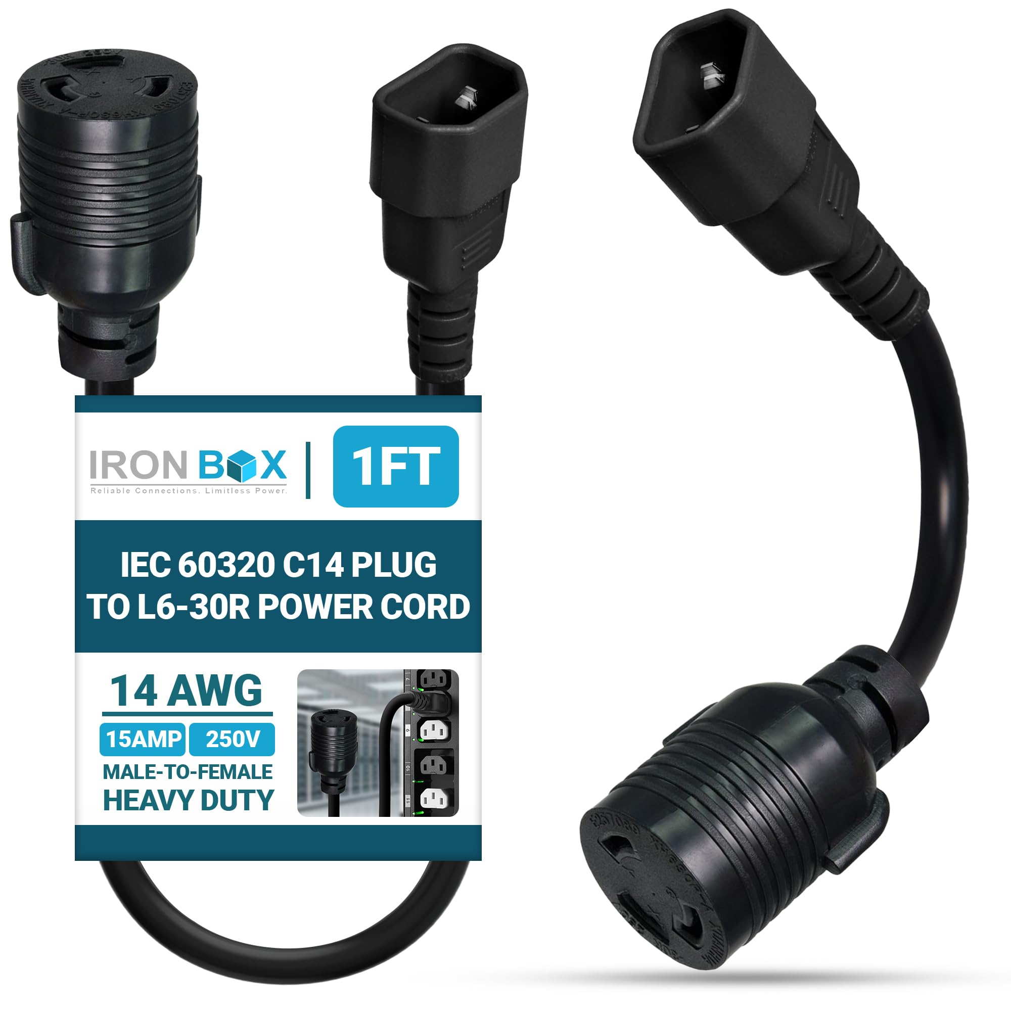 Amazon | IronBox Electric - IEC 60320 C14プラグ - L6-30Rコネクタ