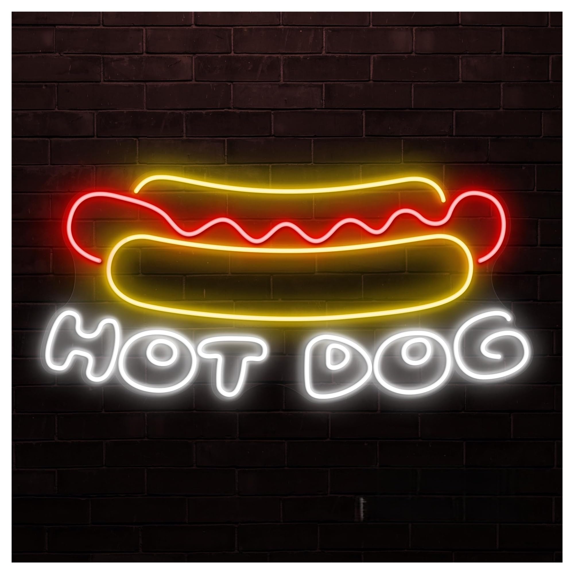 Hanging Art Neon Signs Hot Dog Neon Sign, Suitable For Fast Food Restaurant Decor With Brightness Adjustable 55cm