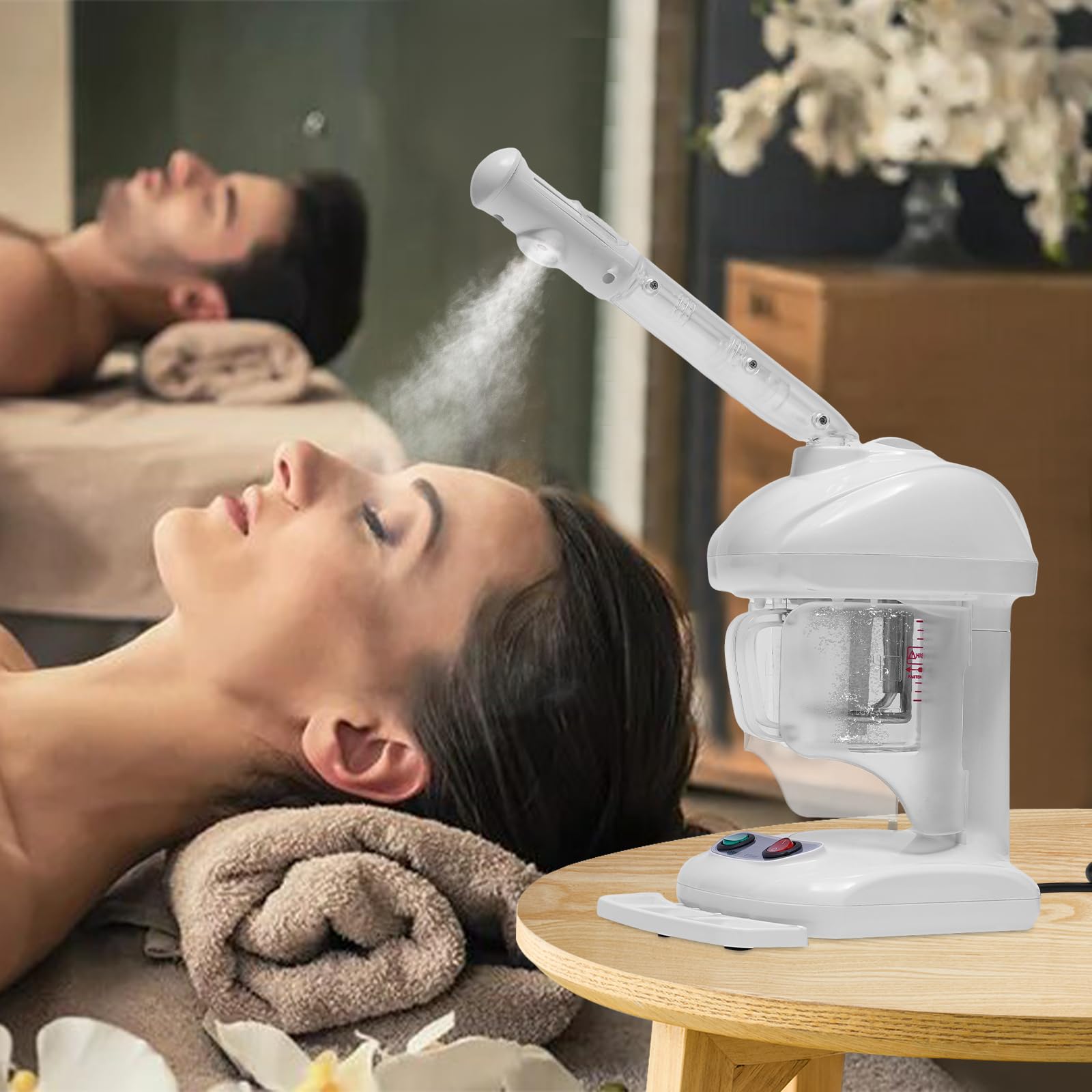 Macchina per la cura dei capelli per sauna facciale, 220 V, con modalità ozono e vapore, vaporizzatore viso 480 W, vapore viso e capelli, per casa, barbiere, negozi di bellezza, ecc