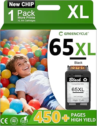 greencycle 65XL - Cartucho de tinta negro de repuesto para HP 65 XL N9K04AN compatible con impresora Envy 5055 5052 5058 Deskjet 2655 2652 2622 3720