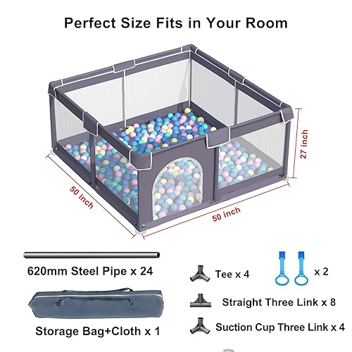 Miniatura 3 de Corral pequeño para bebés de 50 x 50 pulgadas centro de actividades para patio de juegos para niños resistente fácil de montar área lo