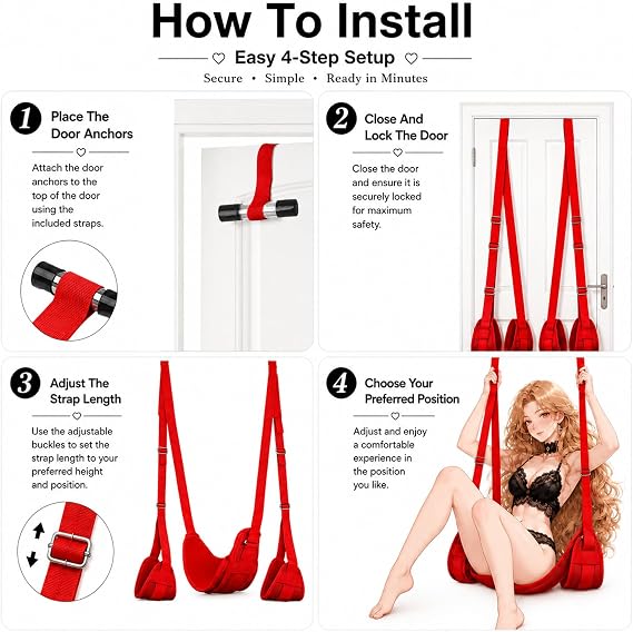10 Piece Set Flexible Bondaged Bed Tie Downs Kit Women Sx Tie up Set Women Couple Toys for Bed Room Play, Couples Sexy Accessories Toys Play His and Hers Toys Adults Play F01 (red)