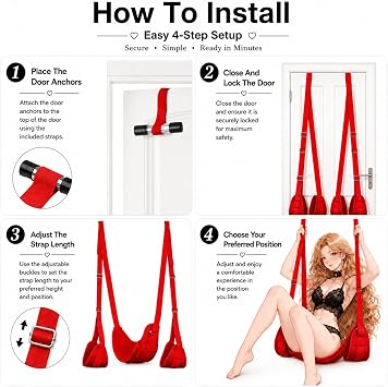 10 Piece Set Flexible Bondaged Bed Tie Downs Kit Women Sx Tie up Set Women Couple Toys for Bed Room Play, Couples Sexy Accessories Toys Play His and Hers Toys Adults Play F01 (red)