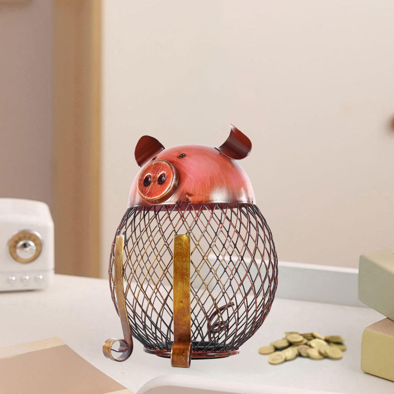Amazon.co.jp: Perfk 金属豚貯金箱網状貯金箱豚彫刻機能 11 × 10 × 14 