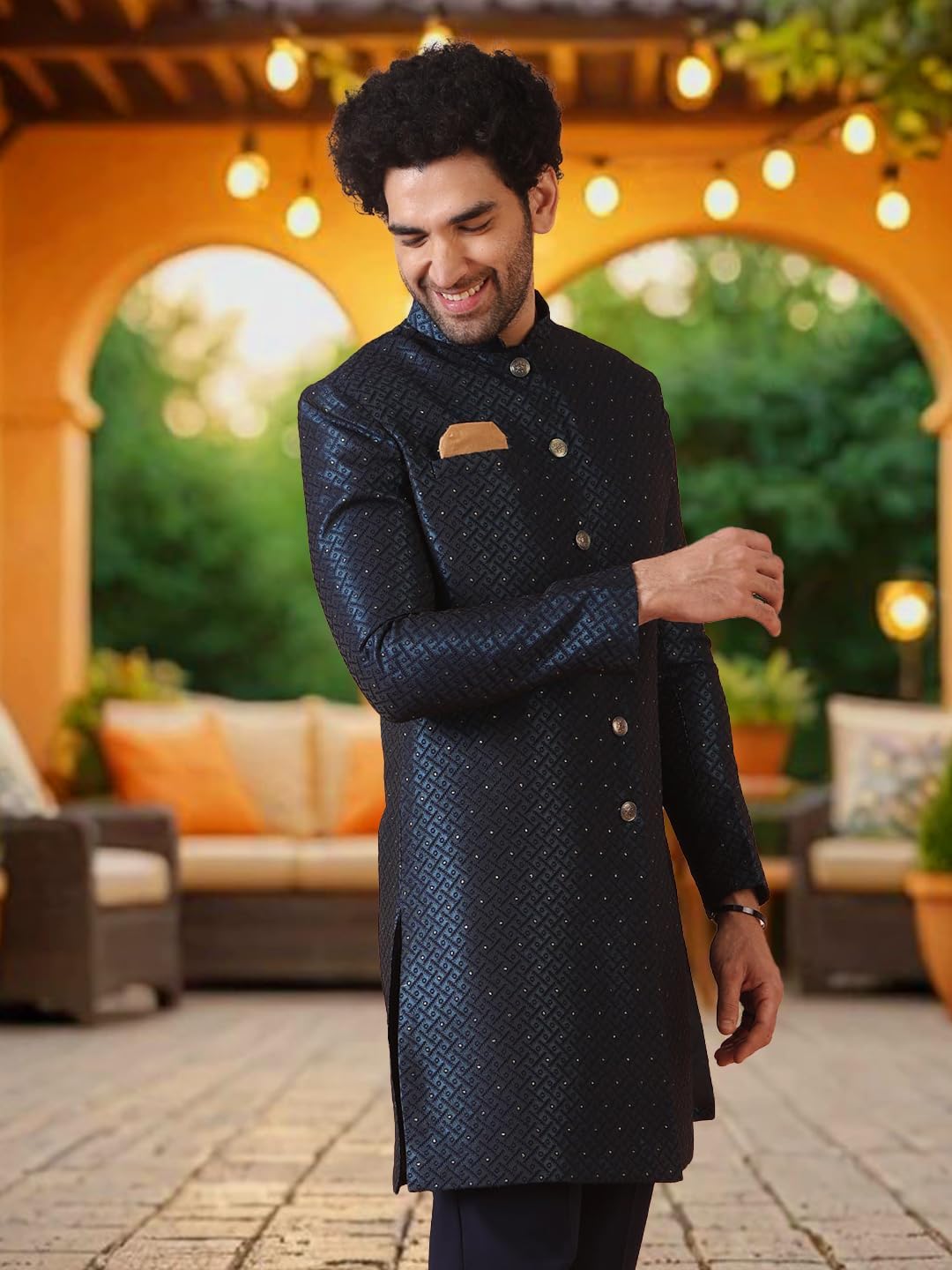 KISAH Men's Sherwani Set - Traditional Indian Ethnic Wear for Men - Ideal for Weddings, Festivals & Celebrations - Image 5