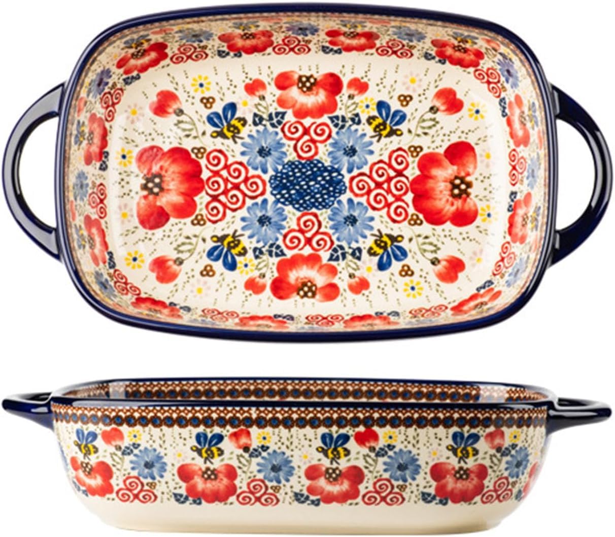 Naczynie Do Pieczenia Lasagne W Stylu Polskim, Prostokątna Forma Do Lasagne Ceramiczna, Naczynia W Stylu Vintage W Kształcie Piekarnika, Tapas Do Ciasta, Kuchenka Mikrofalowa I ża, 1900ml