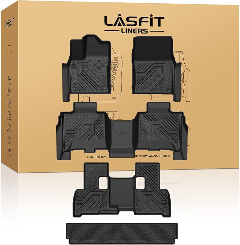 Tapetes Automotivos LASFIT para Toyota Sequoia 2023–2026 com Tapete de Porta-Malas, Kit Completo