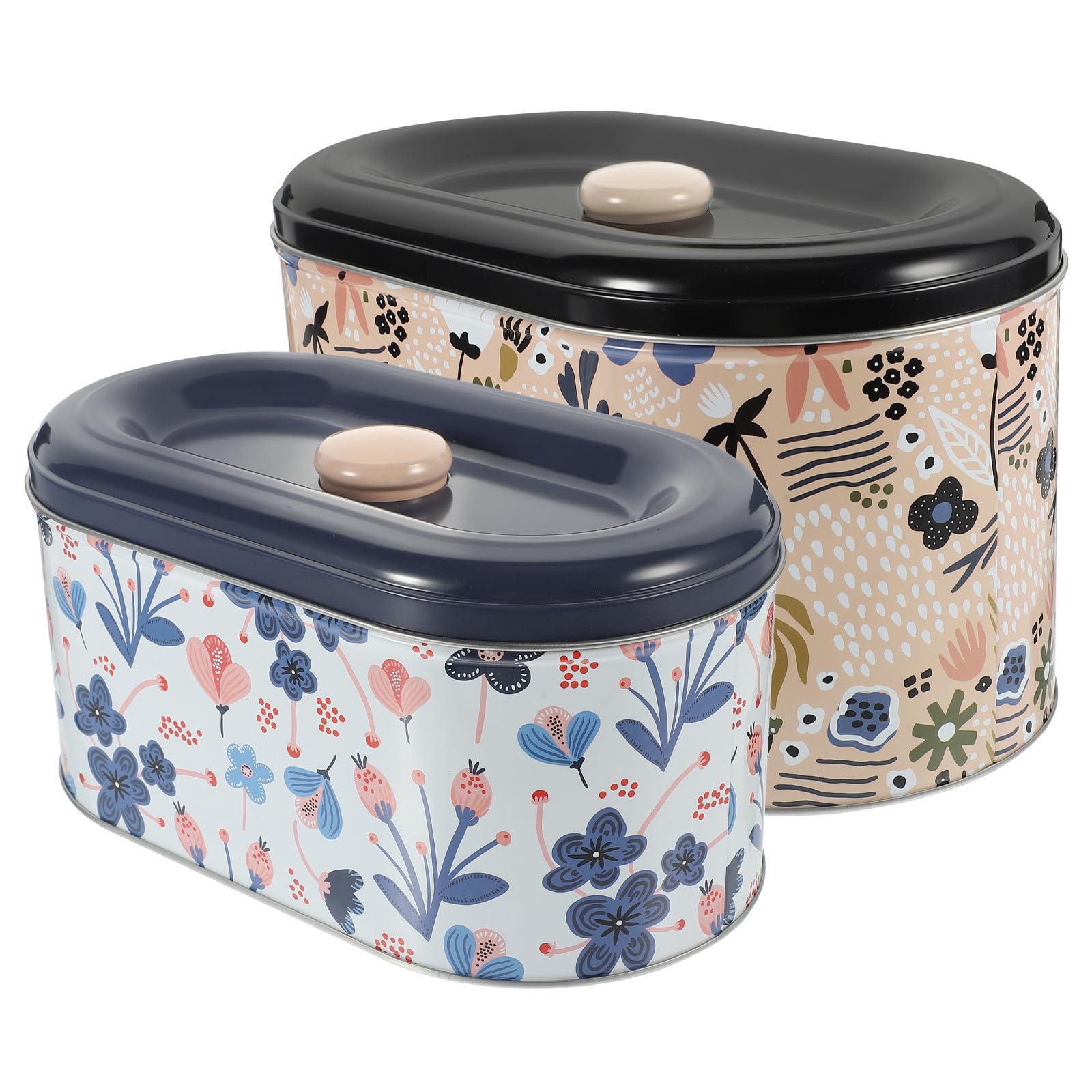 Latas de hojalata para galletas y dulces pack de 2 cajas de almacenamiento portátiles