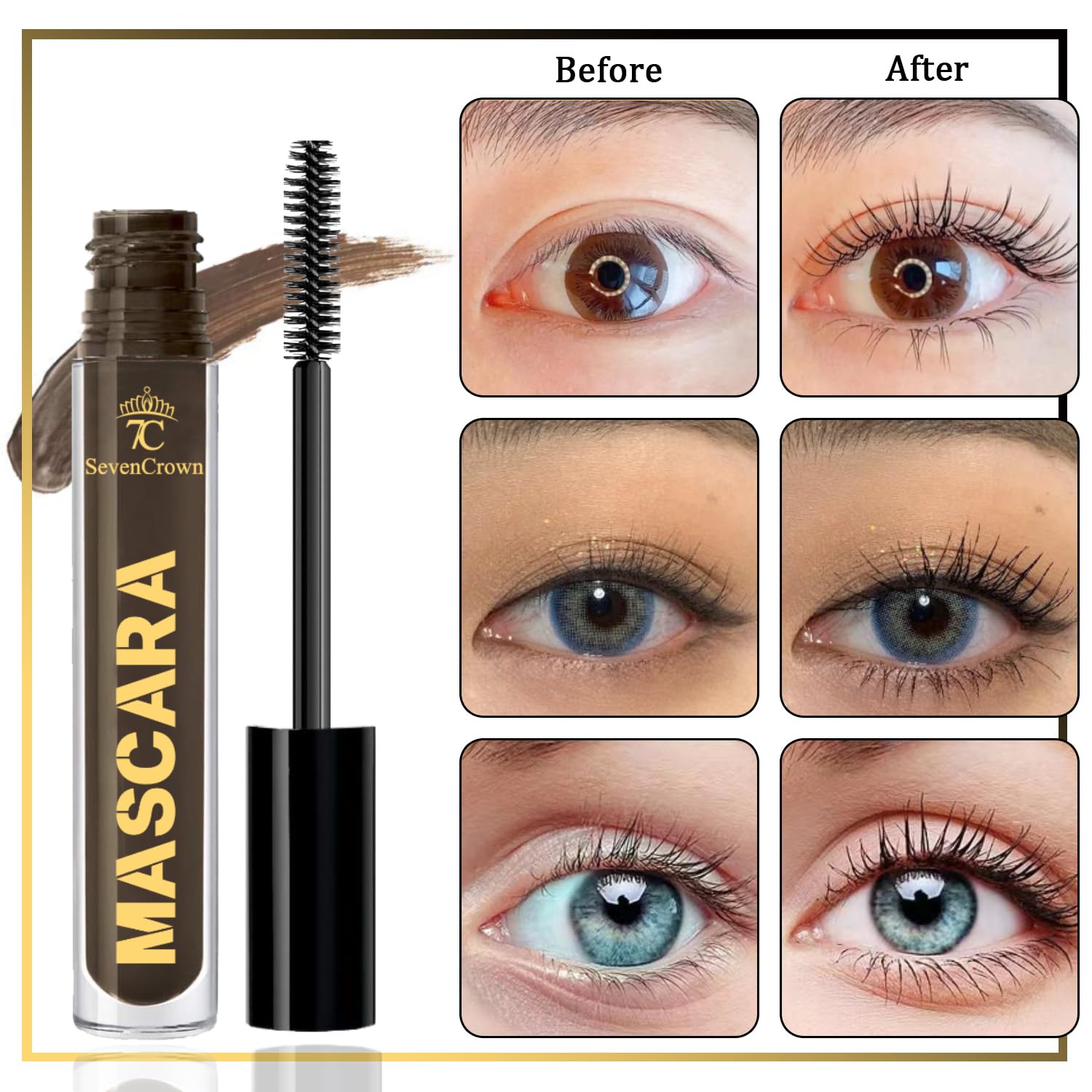 Brown Mascara Volume and Length Waterproof Set | Vegan & Cruelty-Free | Holiday Gift for Beauty Lovers