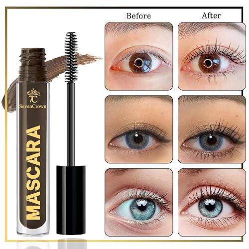 Miniatura 5 de 7C SEVENCROWN Juego de rímel marrón impermeable con volumen y longitud, regalo de vacaciones para amantes de la belleza, vegano y libre de crueldad