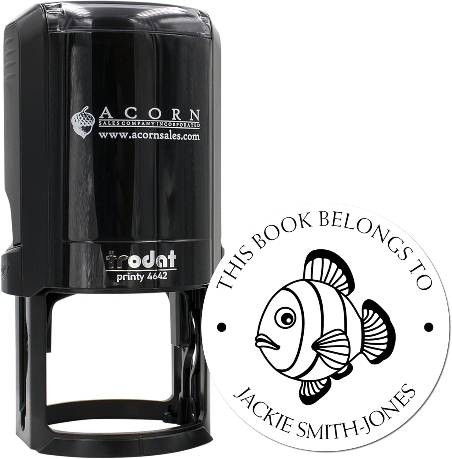 Personalized Read It Stamper, Custom Made Book Belongs to Stamp, Self-Inking Timid Fish Design, Ideal for Veterinarians, Unique Book Ownership Label Stamp, 1-5/8 Round Stamp - Enhance Your Library