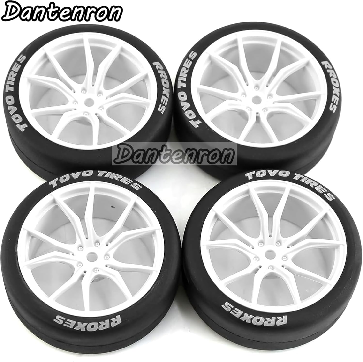 1/10 RC Drift Tires and Street Wheels 12mm Hex Rubber Rally Racing Tyres OD 2.56" for 1:10 On Road Touring Car Tamiya TT01 TT02 XV01 HPI KYOSHO HSP PTG2 Traxxas TA06 A959 PTG2 4PCS (White)