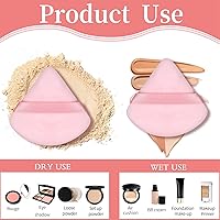 Vista 41 de Pimoys 6 esponjas de maquillaje facial, esponja de terciopelo suave triangular, esponja de belleza para polvo suelto (negro, rosa)