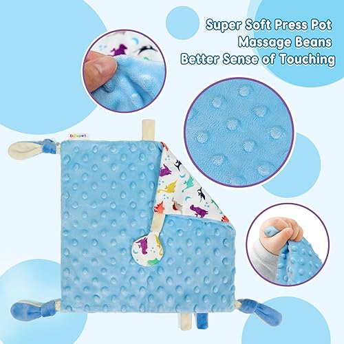 Miniatura 9 de Dr.Rapeti Manta de seguridad para bebé, niño pequeño, 10 x 10 pulgadas, juguete sensorial lavable, manta de apaciguamiento amoroso (gota de lluvia)