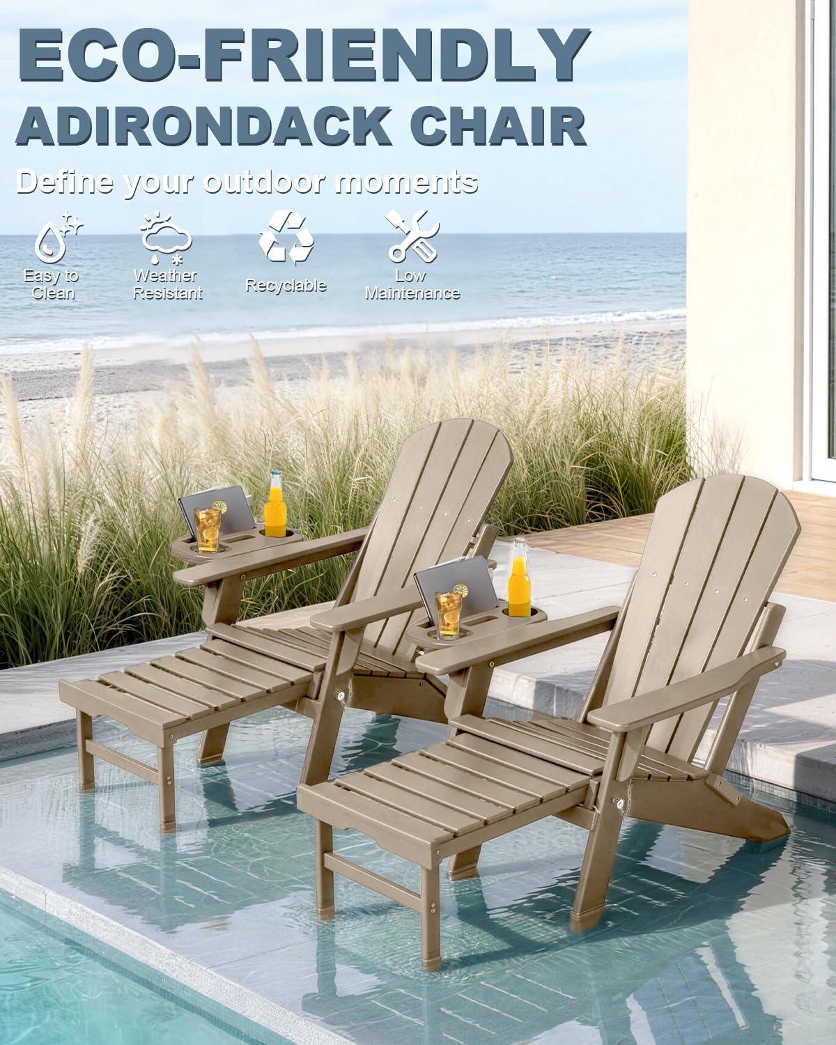 Amazon.com: NAVINE Adjustable Adirondack Chair with Retractable