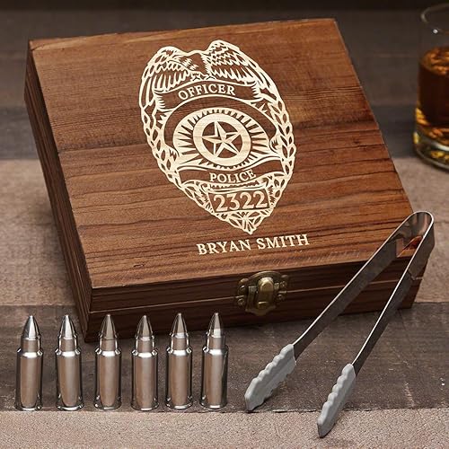 Miniatura 4 de Insignia de policía personalizada Dimera Bullet Whisky Stone Set de oficial de policía regalo (producto personalizado)