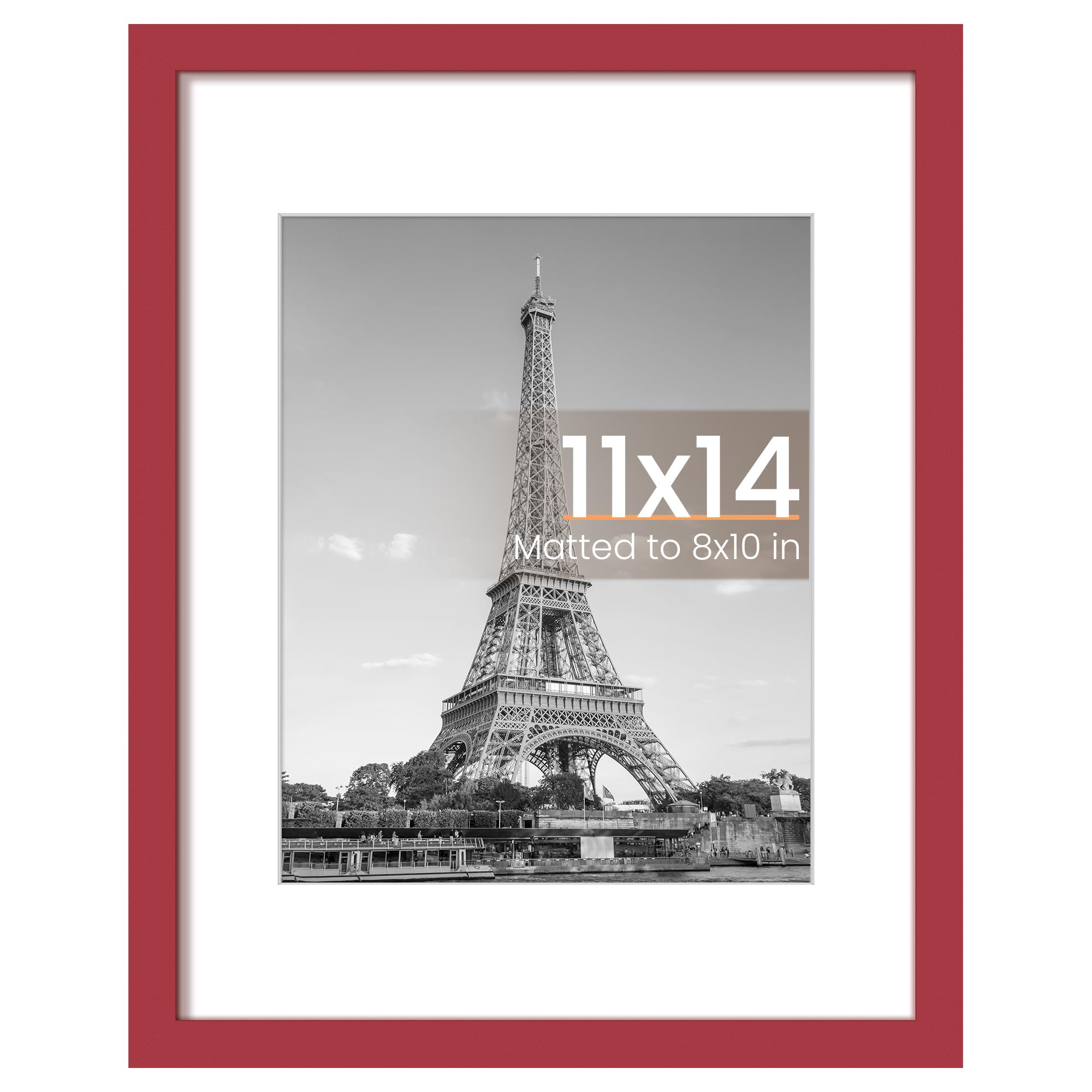 upsimples 11x14 Picture Frame, Wall Decor Photo Frames, Red 1 Pack | 11 x 14 Frame, 8x10 Frame with Mat for Gallery Wall, Family, Baby, Dog, Dorm, Christmas