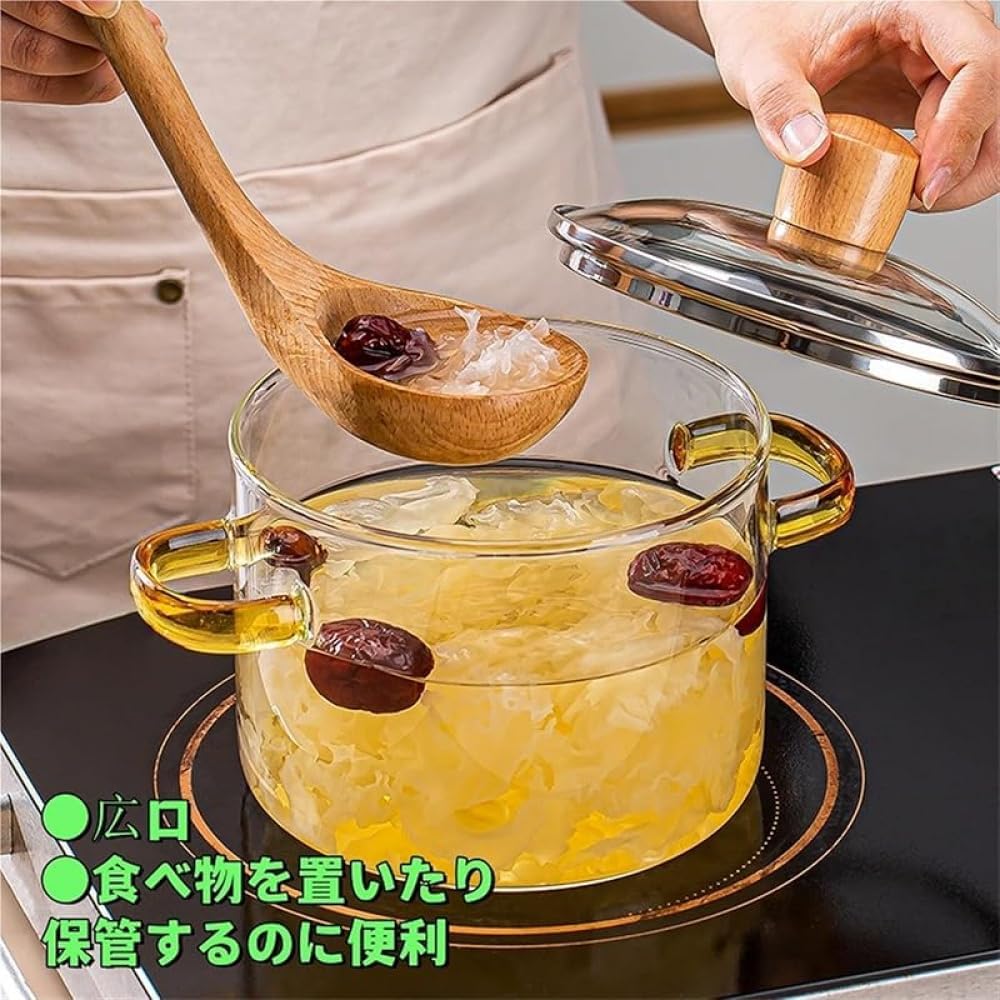 Zxyler 高ホウケイ酸ガラス寸胴锅｜直火・オーブン・電子レンジ対応 冷凍～熱湯急変耐性 蓋付き透明 スープ・ミルク・離乳食・煮込