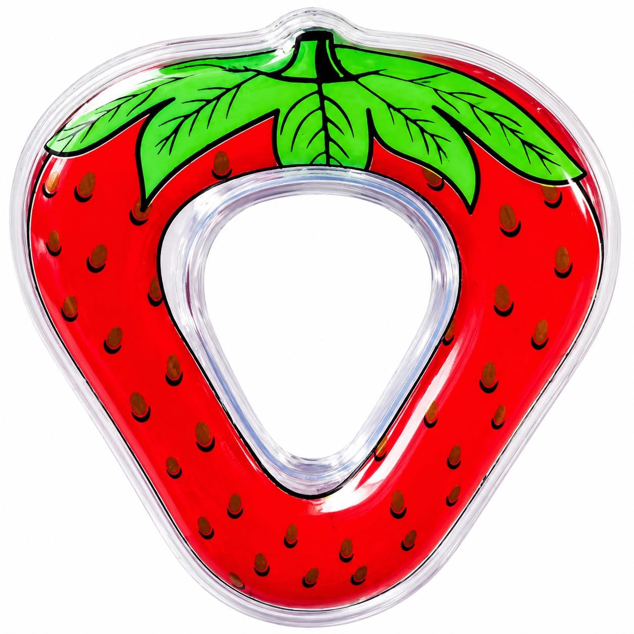 ZOKCY® (Pack of 1 Pcs) Strawberry Shape Baby Teether/Baby Water Filled Teether Strawberry Shape/Baby Teether Chusni Sacker/Soother Rattle Nibbler Teether Toy for Baby Kids/Colorful Silicone teether-image-1