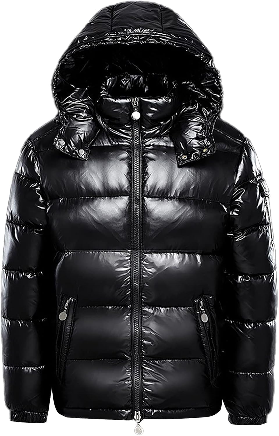 Chaqueta de plumón con Capucha cálida con Cuello Alto para Hombre Chaqueta Informal Suelta Impermeable a Prueba de Viento de Invierno Chaqueta Brillante Engrosada de esquí al Aire Libre