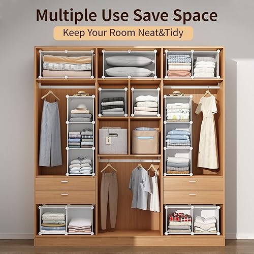 Miniatura 8 de MAGINELS Organizador de almacenamiento de 3 cubos, gabinete de plástico con puerta. Estantes de almacenamiento de ropa de cubo estrecho,