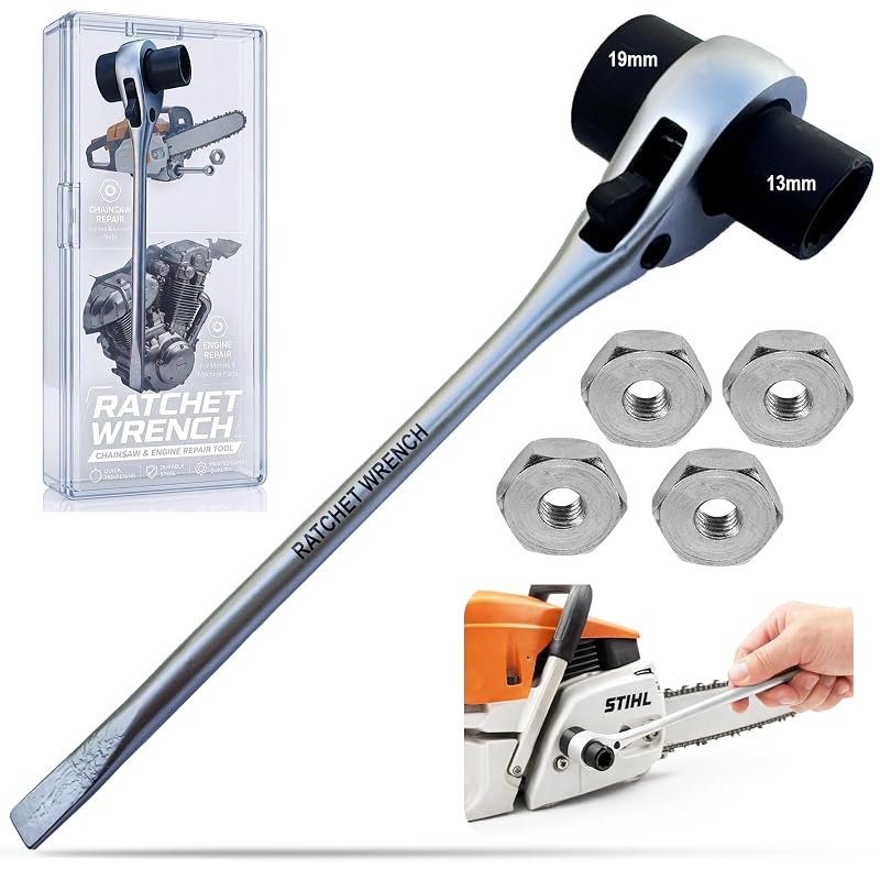 Chave catraca T para motosserra 13 e 19 mm com vela de ignição e 4 porcas extras MIAN MU