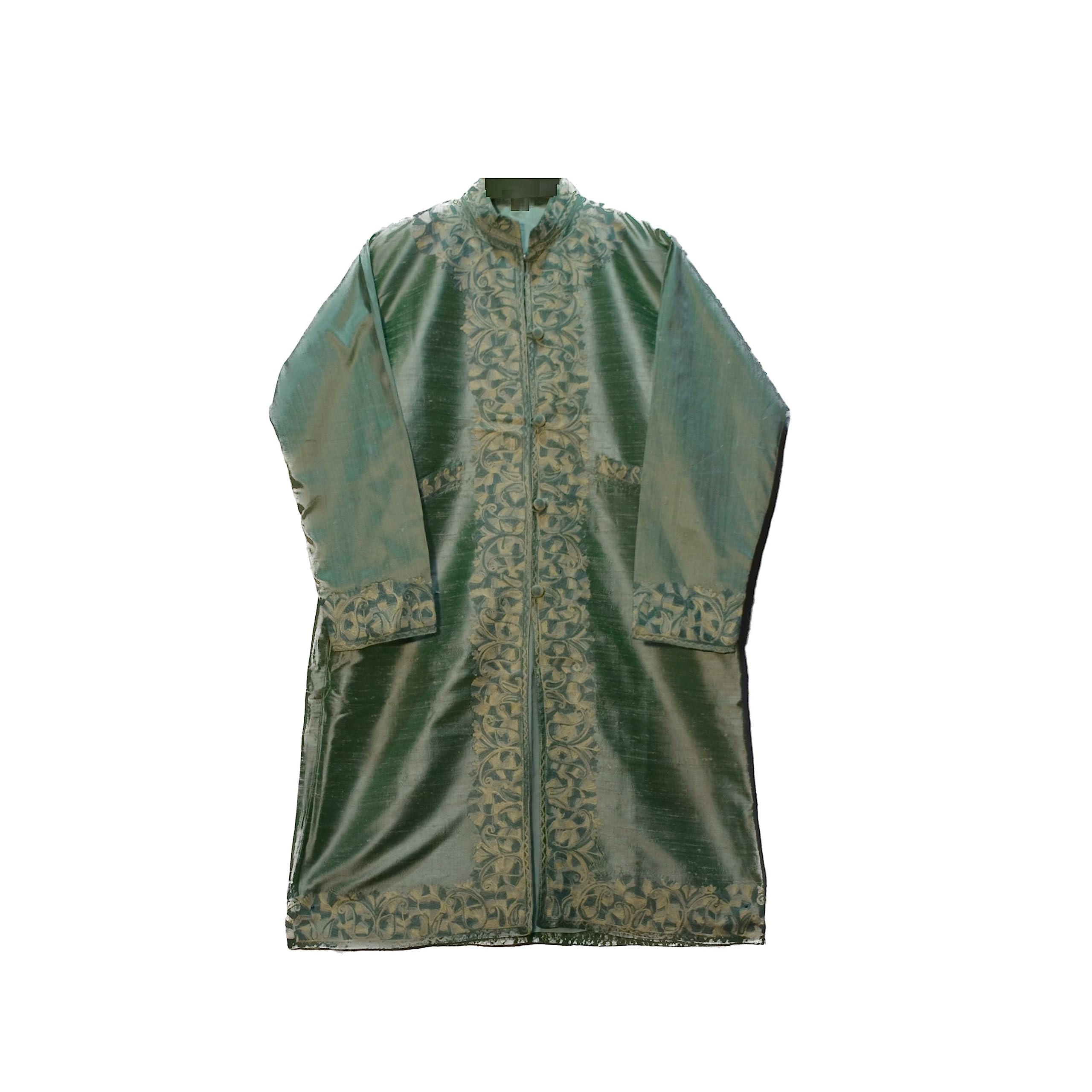 craftbazar Kashmiri Silk Machine Embroidered Long Coat With Beautiful Border Work-picture-14