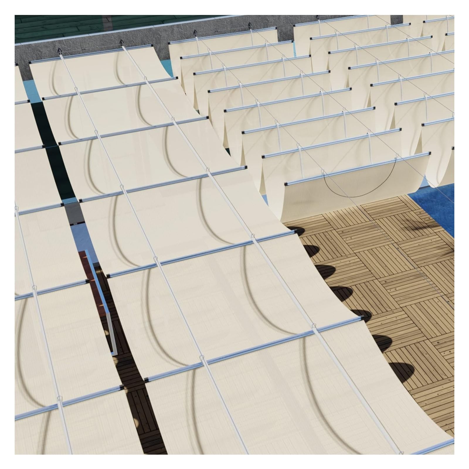 Voile d'ombrage rétractable pour terrasse pergola jardin suspendu extérieur