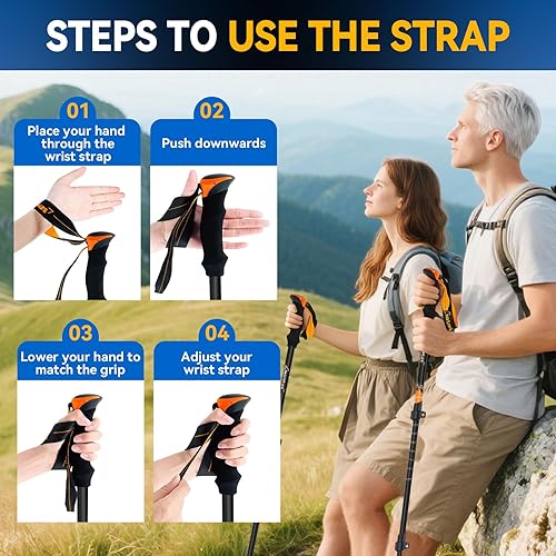 Miniatura 5 de Clostnature Trekking Poles for Hiking Collapsible Lightweight Hiking Poles, 2 Pack Aluminum Walking Sticks for Women, Men, Seniors, Retractable